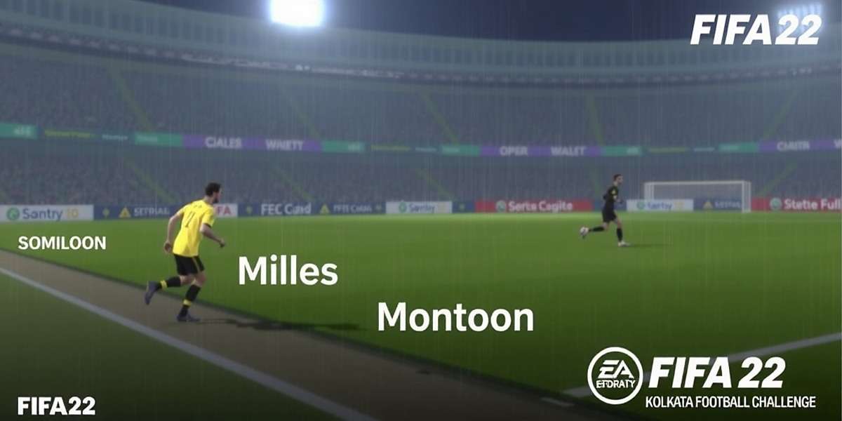 FIFA 22: Kolkata Football Challenge gameplay showing monsoon weather conditions with FIFA 22: Kolkata Football Challenge watermark